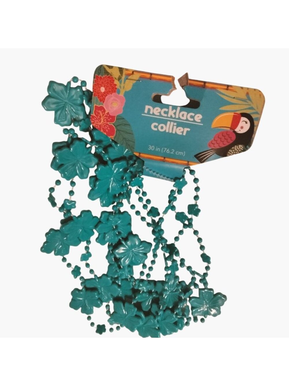 Blue Hawaiian Flower Necklaces Party Throws Beaded Tropical Pool Party Tiki  3